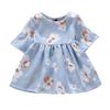 Летнее повседневное платье с цветочным принтом для маленьких девочек, хлопковые детские платья с расклешенными рукавами, сарафан, наряды
