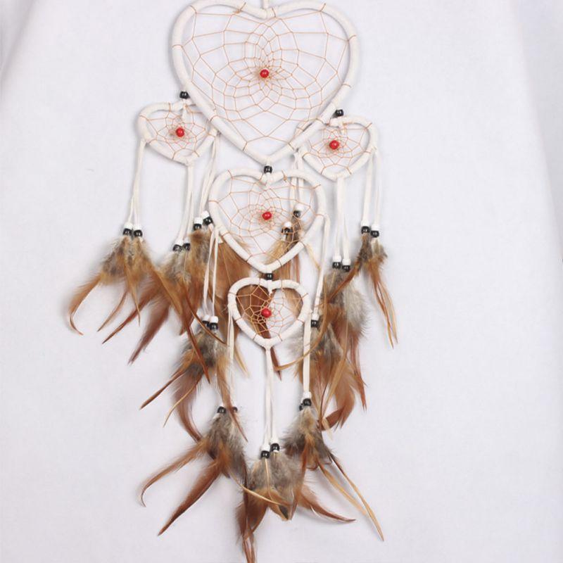 Heart Dream Catcher With Feathers Wall Car Room Hanging Decoration Ornament Craft MIT
