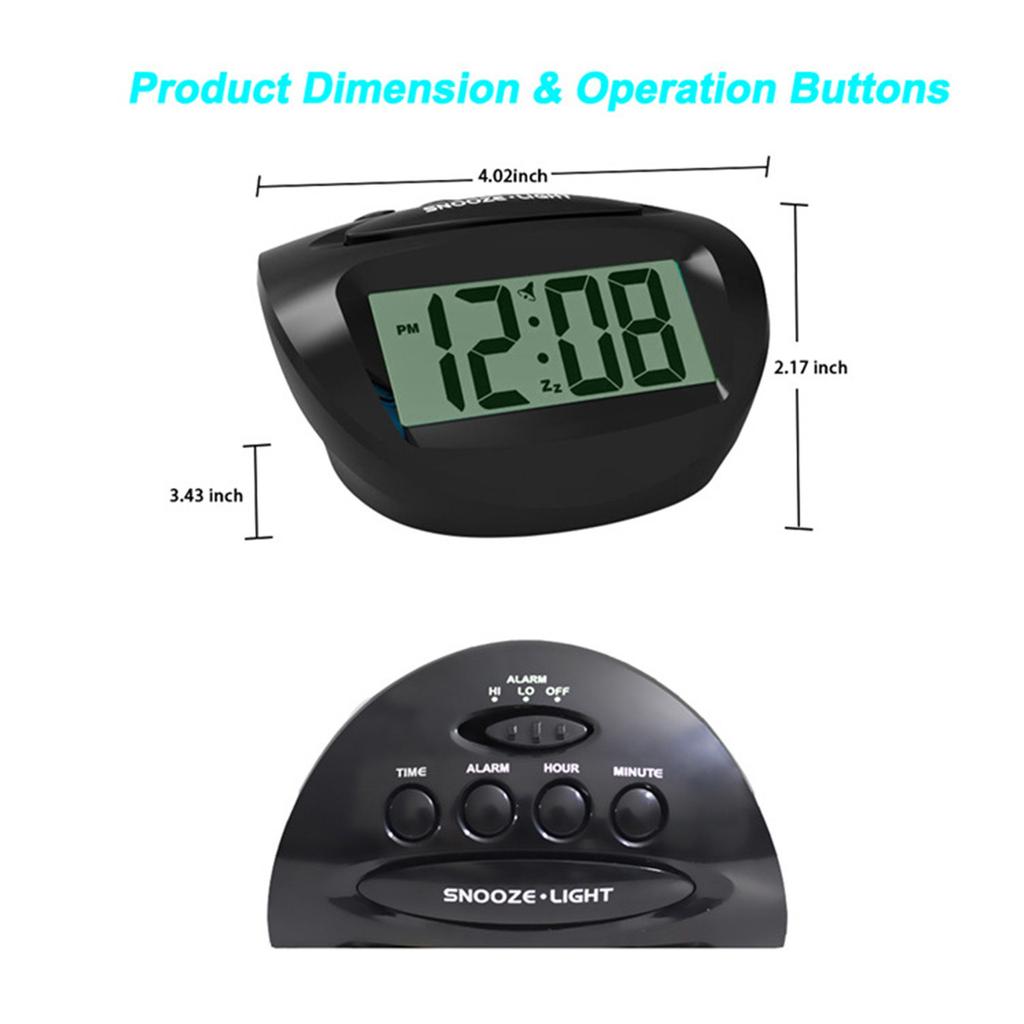 Small Digital Alarm Clock For Children,Blue Backlight, Scending Alarm Volume, Basic Clock, LCD Digits Readout, Snooze, Battery Powered