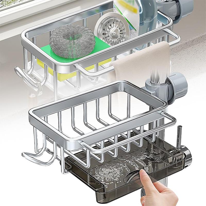 Кухонная раковина из нержавеющей стали, сушилка для губки, держатель для крана, вешалка для полотенец, полка-органайзер, кухонные принадлежности, держатель для слива раковины