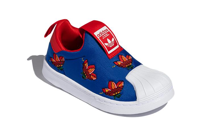 Adidas Originals SUPERSTAR 360 C Slip Resistant Low top Skateboard Shoes Blue Red White Children Aged 3 7 Years Old FY2510