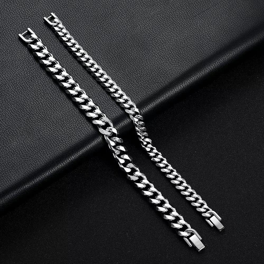 Elegant Cuban Chain Bracelets Buckle Steel Link Bracelet American Metal Hand Chains  Hip Hop