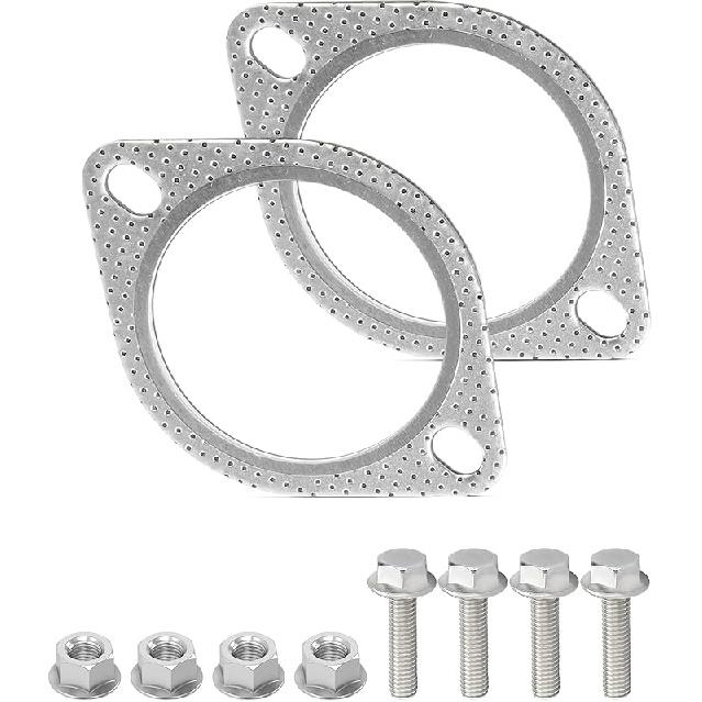 2 шт. Прокладка выхлопной системы, Автоаксессуары Прокладка фланца выхлопной системы, Прокладка глушителя, Прокладка каталитического нейтрализатора, Ремонтный комплект фланца выхлопной системы с болтом и гайкой, Подходит для