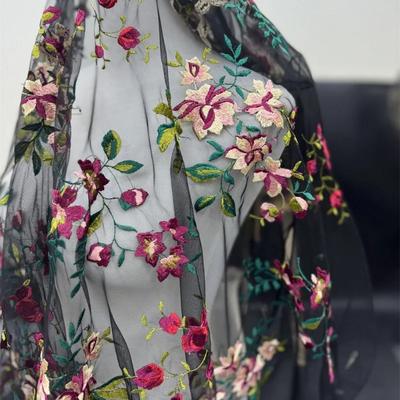 1/3 ярда Кружевная ткань с вышивкой в виде цветов Мягкая Женская Свадебное платье Для DIY Ручной работы Шитье Кружевная ткань с вышивкой Поделки