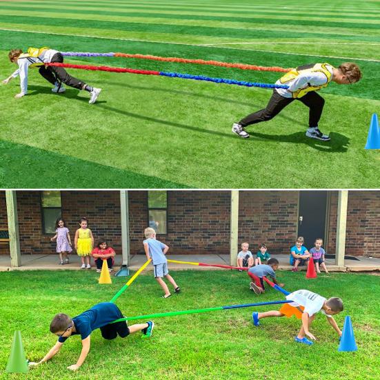 Kids Outdoor Toys Elastic Rope Throwing Ring Game 2-4 Players Elastic Cord Pull Rope Toy for Teenagers Adults Group Activities Birthday Parties