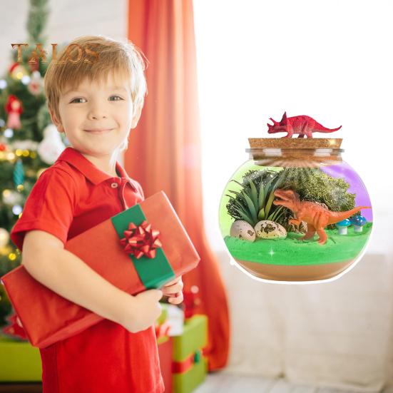1 Set Light-up Dinosaur Terrarium Kit with LED Glow-in-the-dark Painting DIY Kids Dino Microlandscape Night Lamp Crafts Toy Kit Toddler Boys Girls