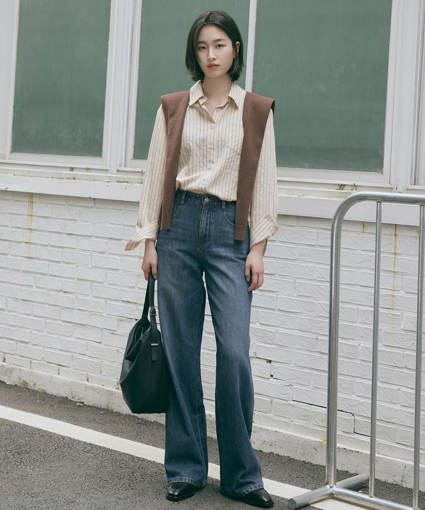 MIND BRIDGE WOMEN [W] Wide Washed Denim Pants