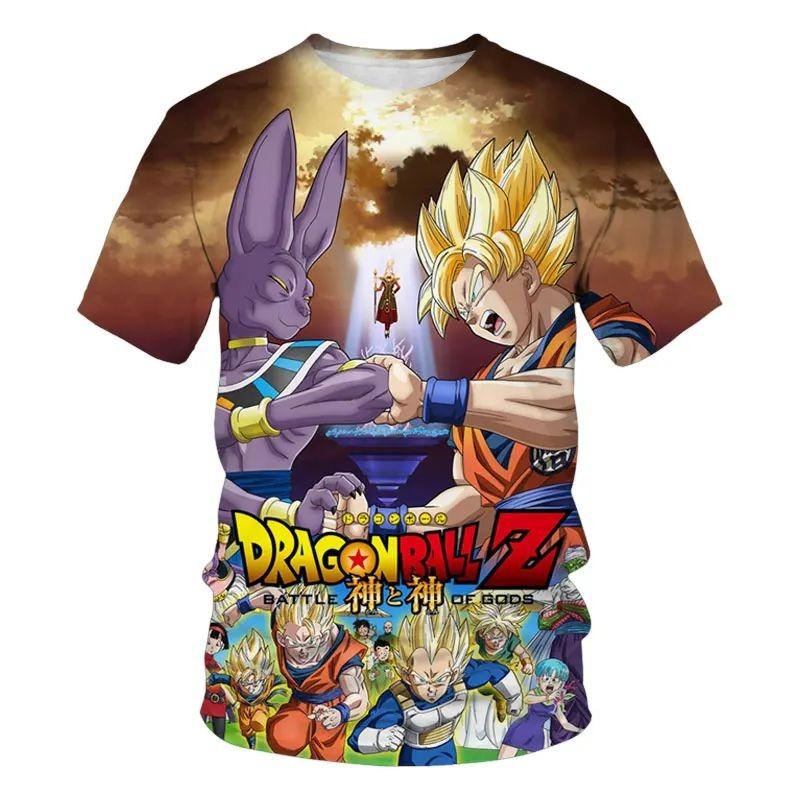2026 Новая 3D-печатная футболка Dragon Ball для детской одежды, летняя футболка с коротким рукавом в стиле аниме для взрослых, повседневная и модная