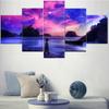 5 Pieces Wall Art Canvas Painting Animation Poster Purple Sky Seascape Decoration Living Room For Pictures Modular Home