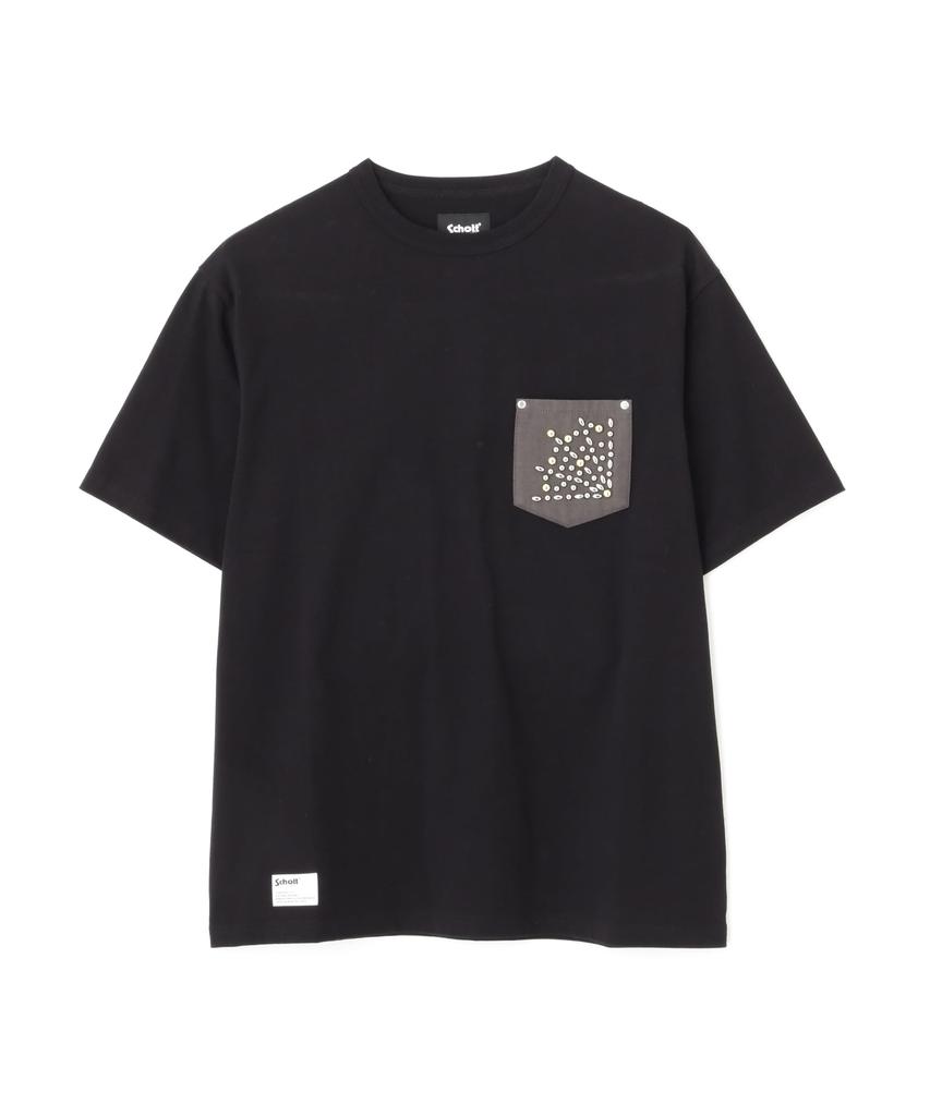 Schott STUDS T-SHIRT SPIDER Футболка со стразами, Мужская, Размер 2XL, 010, Черный, 782-5134011