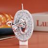 Digital Birthday Candle Silver Sequin Bow Party Decoration Creative 0-9 Number Candles Birthday Cake Plugin for Party Supplies