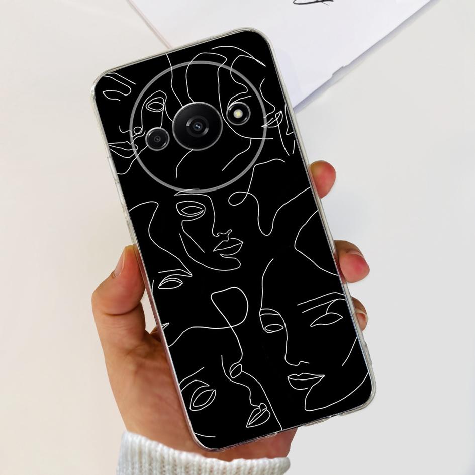 For Funda Xiaomi Redmi A3 Case 2024 Fashion Flower Transparent Silicone Soft TPU Phone Case For Xiomi Redmi A3 RedmiA3 4G Covers