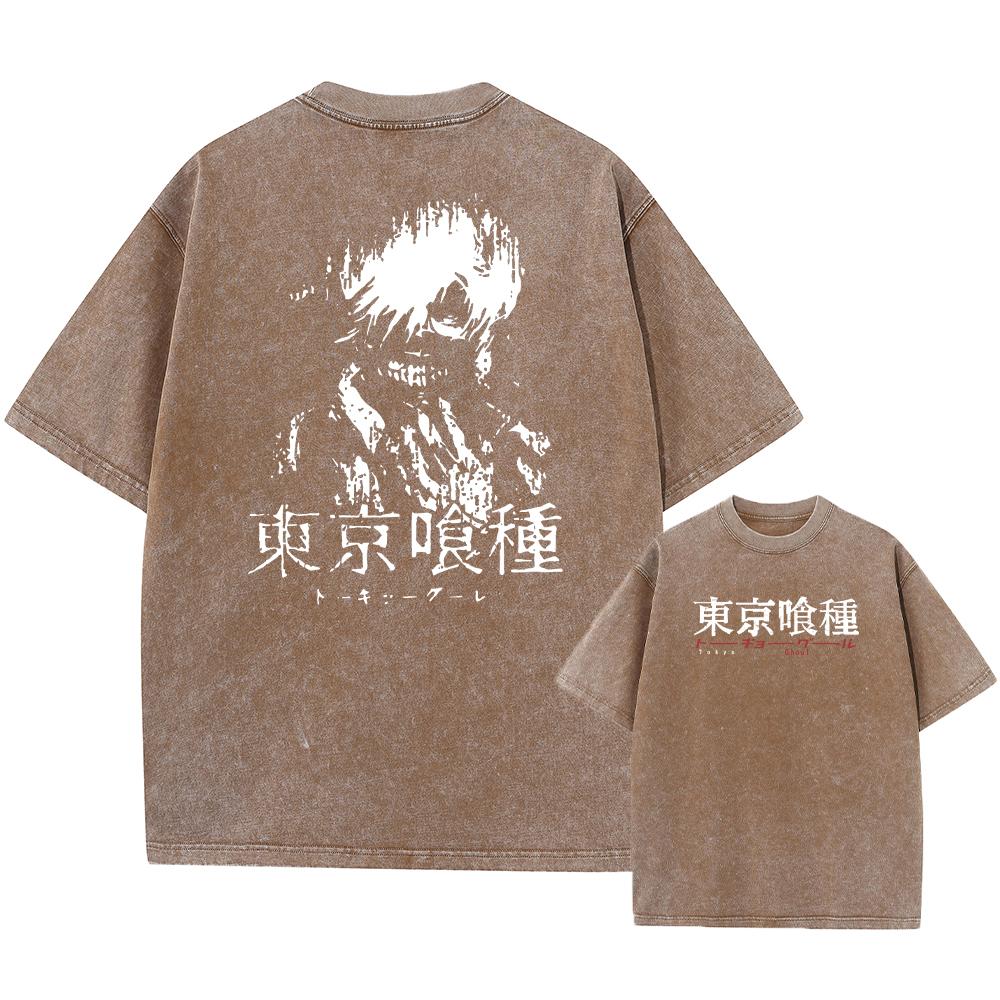 Аниме Tokyo Ghoul Kaneki Ken Графический принтованная кислотная футболка для мужчин Содержит хлопковую стираную футболку Горячая футболка Manga Harajuku унисекс