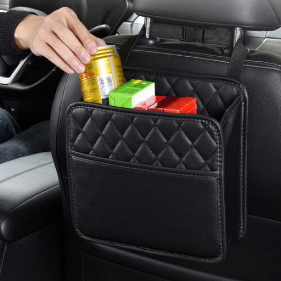 PU Leather Car Seat Back Storage Bag Organizer Hanging Bag Accessory Universal