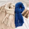 Winter Mohair Scarf Women Cashmere Warm Solid Pashmina Blanket Wrap Female Thick Soft Scarf Big Tassel Shawl Long Poncho Scarf