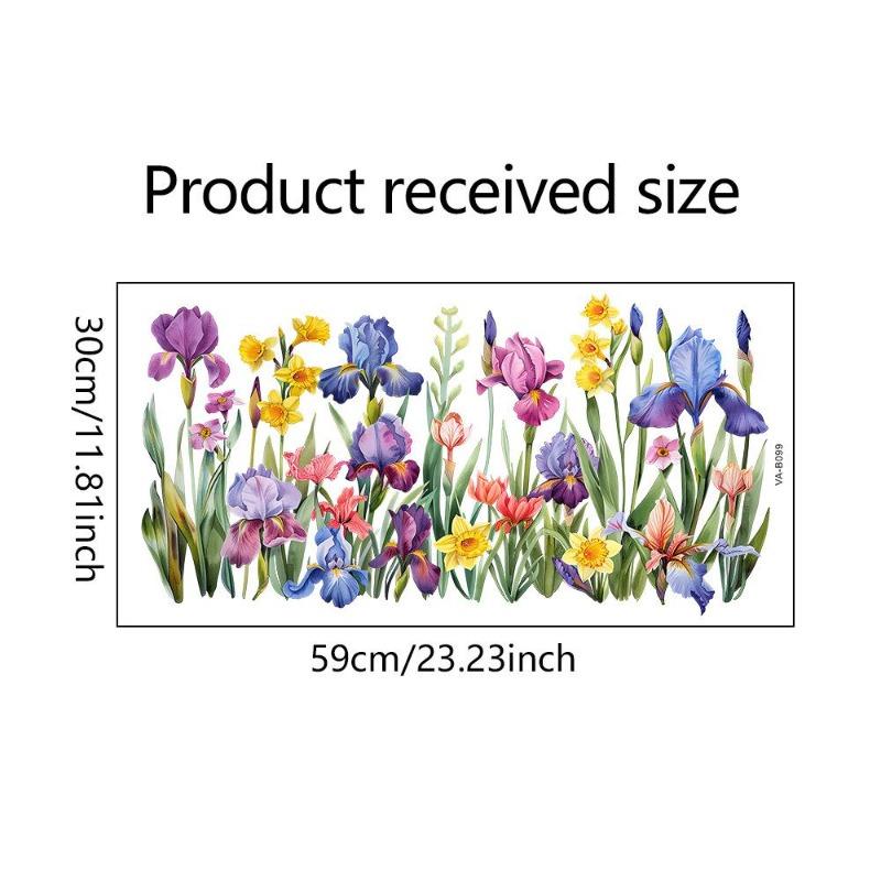 Красочные цветы и бабочки Электростатическая наклейка на стену для окон