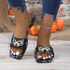 Summer Women's Square Toe Flat Slippers New Open Toe Butterfly Knot Slides Shoes for Women Casual Beach Shoes Women's Slippers