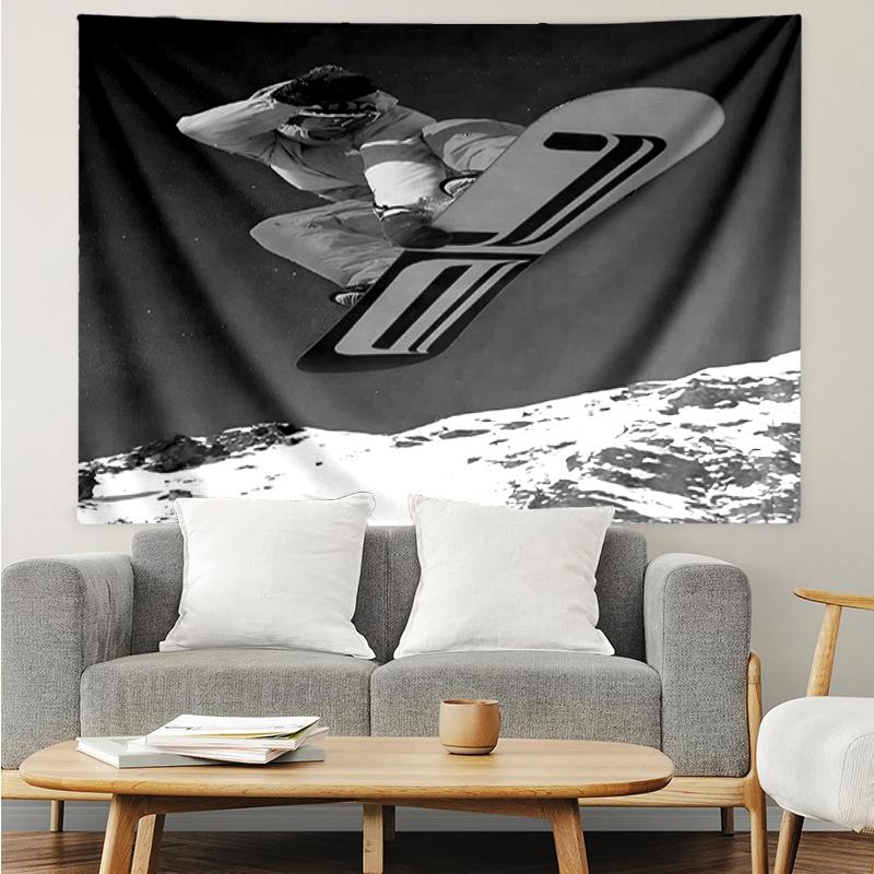 ski Print Tapestry, Backdrop, Easy Setup, Ideal for Bedroom, Office & Living Room, with Aesthetic Wall Hanging Decor.
