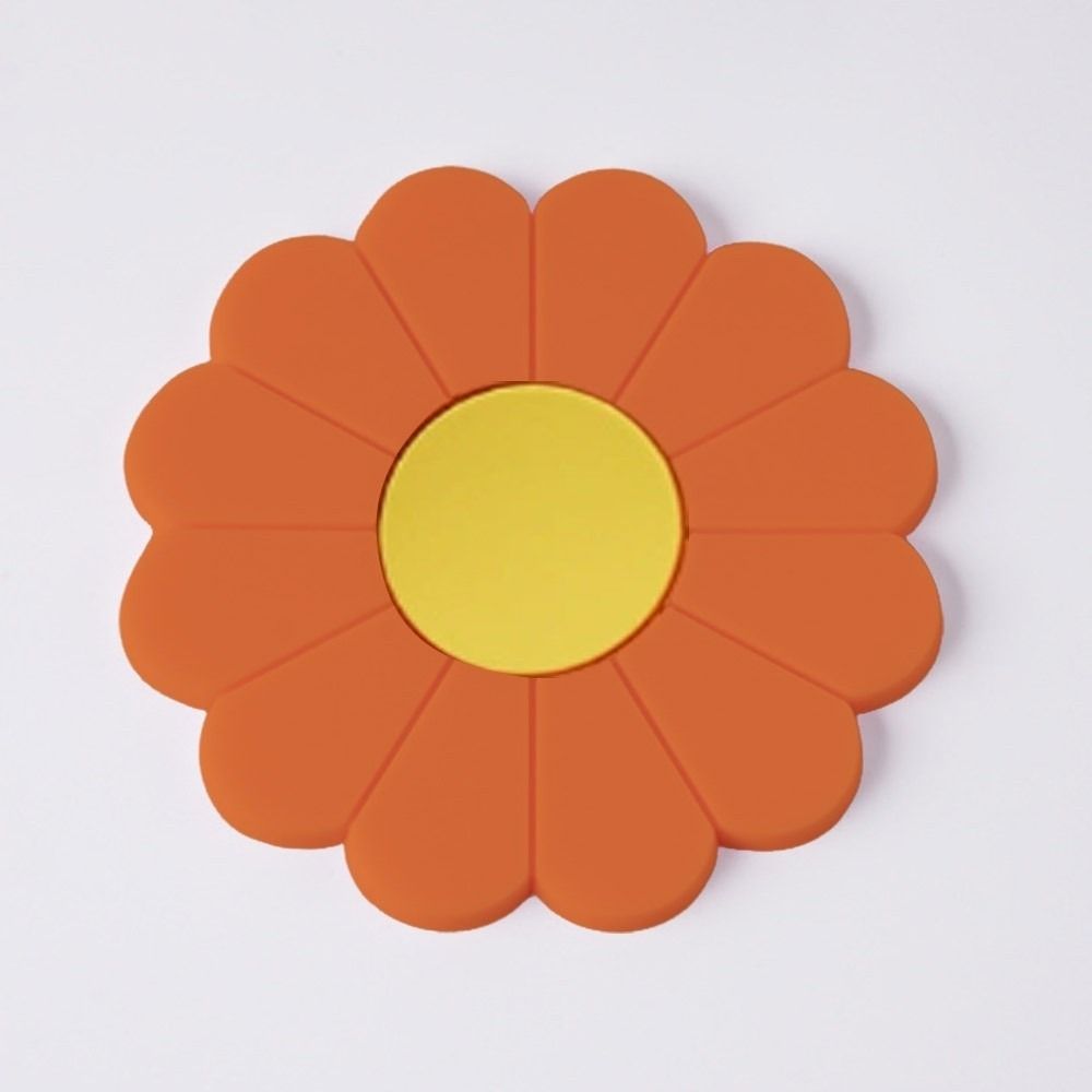 Flower Cup Holder Mat Heat-Resistant Silicone Cup Pad Round Daisy Car Storage Mat Car Interior