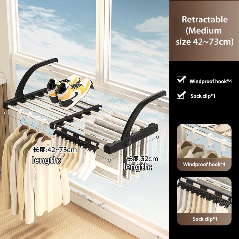 Многофункциональная выдвижная вешалка для сушки одежды, подвесной органайзер для окна, стойка для хранения, для балкона, для проветривания полотенец, одежды, обуви