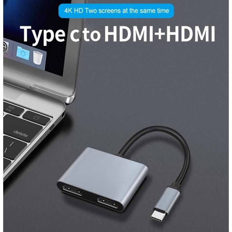 Распределитель 2 в 1, совместимый с Type-C и HDMI, USB3.1 HD 4K, двухпортовый двухпортовый дисплей с одновременным отображением Type-C