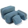 4 Sizes Blue Denim Cosmetic Pouch with Zipper Ladies Makeup Bag Jean Toiletry Case  for Women