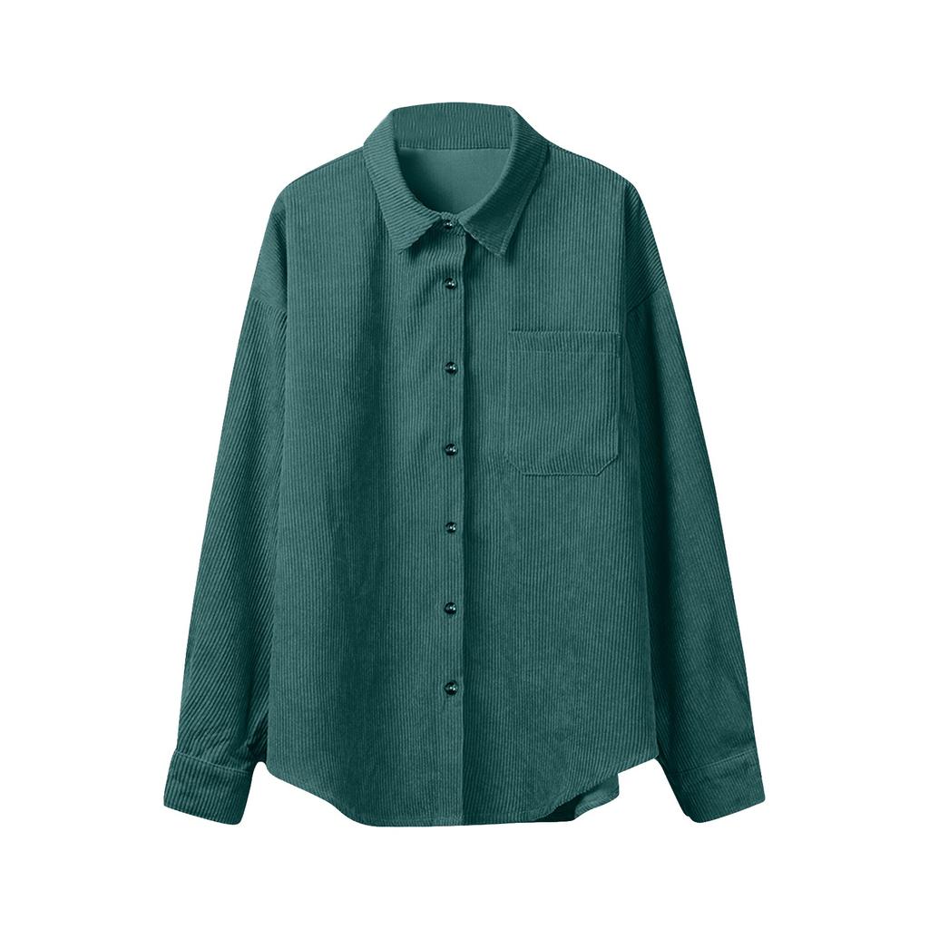 Женские и зимние рубашки Женская однотонная куртка свободного кроя с лацканами в стиле кэжуал