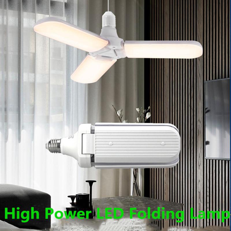 Светодиодная складная лампа для гаража E27 с винтовым цоколем, широким диапазоном напряжения, высокой мощностью, высокой яркостью и постоянным током, лампа-летающая тарелка