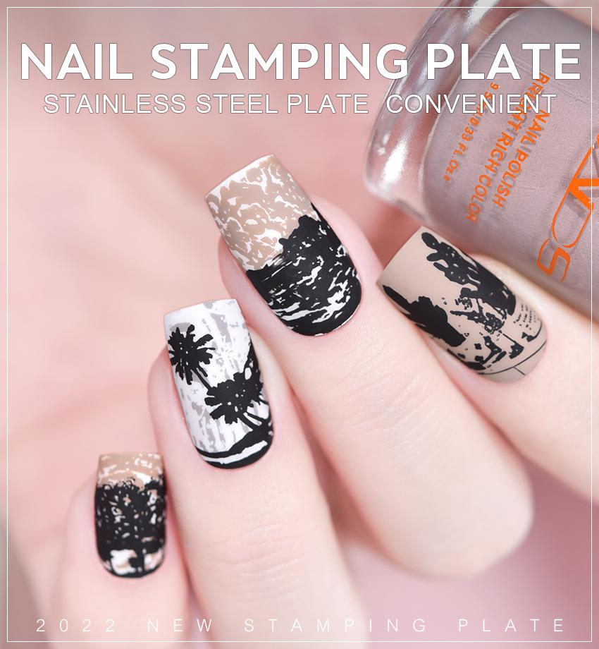 kads Nature 065 Пластина для штамповки ногтей, пляжная сцена, изображение шаблона ногтей для дизайна маникюрного салона