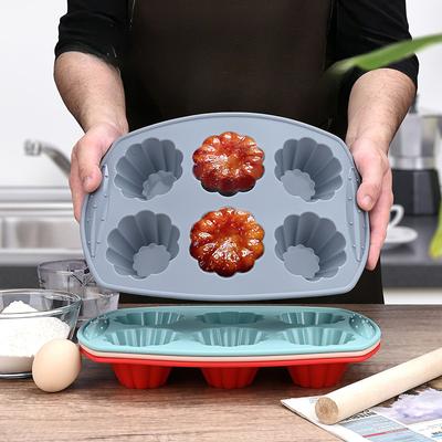 Силиконовая форма для кексов в форме цветка с 6 отверстиями, формы для хлеба, формы для тортов, принадлежности для выпечки своими руками, пищевые инструменты для выпечки