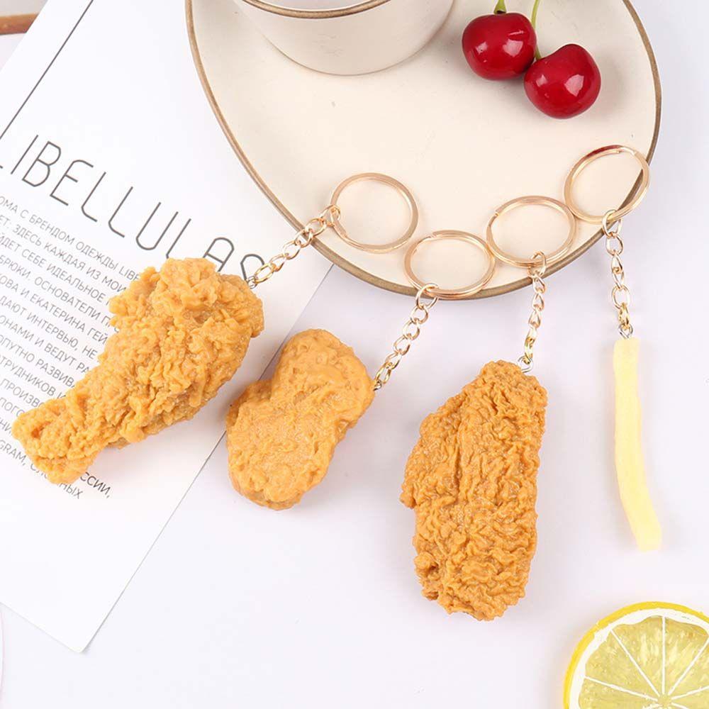French Fries Fried Chicken Around Key Rings Food Pendant Key Chains Imitation Food Keychains
