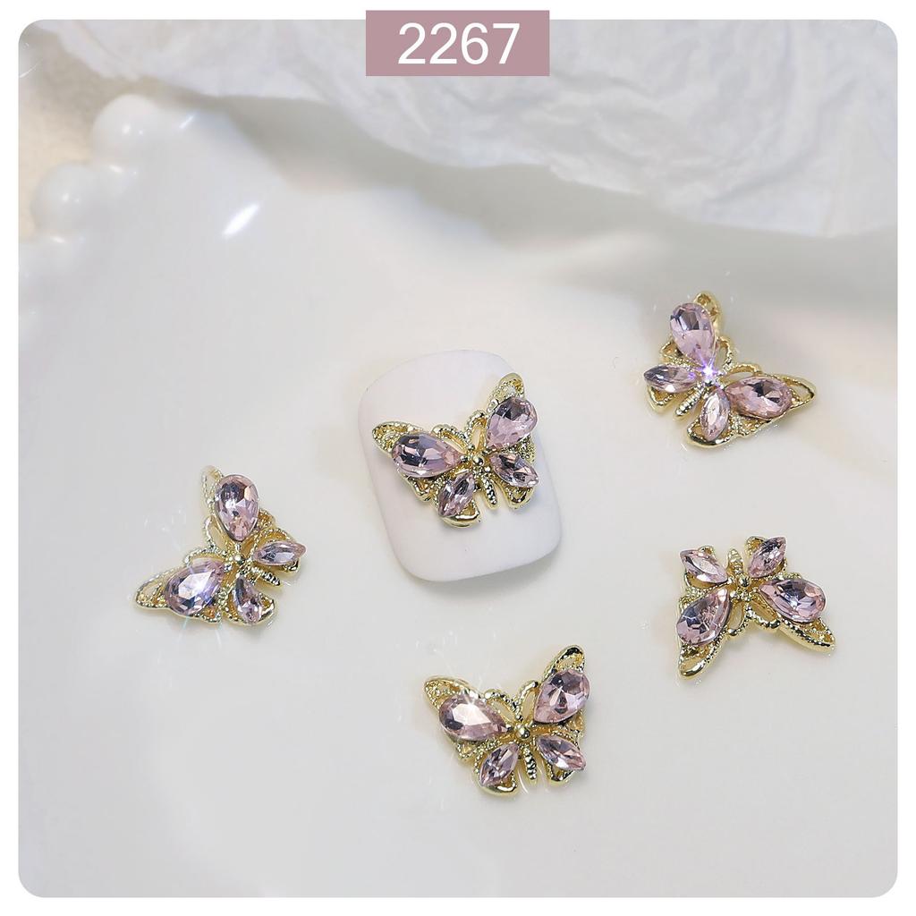 Nail Art Accessories Dream Crystal Butterfly Zircon Super Flash Three-Dimensional Alloy Nail Butterfly Accessories