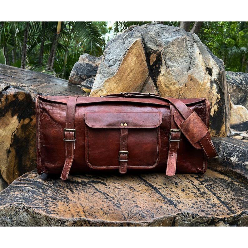 Leather Duffel Bag For Men, Leather Travel Bag, Duffle Bag for Men, Handmade Leather Weekender Bag, Handmade Leather Duffle