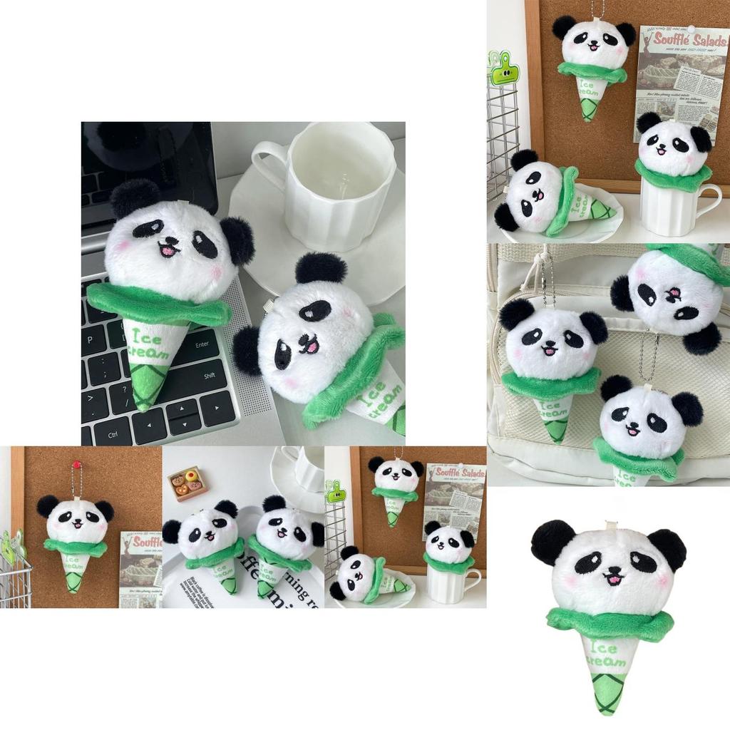Adorable Mini Panda Plush Toy Keychain Soft Cotton Cute Animal Doll White Green