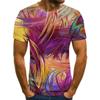 Summer Round Neck Colorful Abstract Pattern 3D Print Top Fashionable Casual Short Sleeved Men's T-shirts