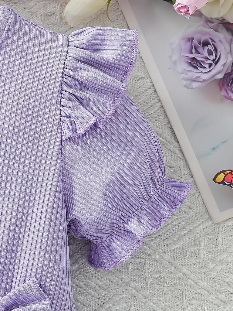 Girls Ruffle Short Sleeve Butterfly Tulle Dress Kids Spring Summer Daily Birthday Party Princess Dress