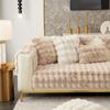 Rabbit Plush Sofa Cushion Winter Padded Plush Cushion Non-slip Leather Sofa Cover  Cover Cloth Towel
