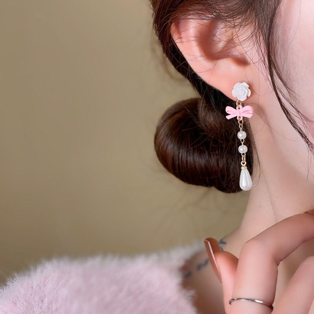Lovely Mini Elegant Luxury Sweet Bow Ear Stud Ear Drop Korean Style Earrings Women Heart Earrings