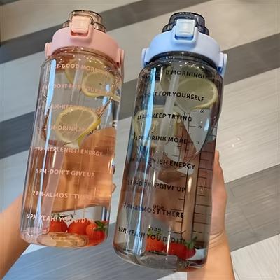 2 л Портативная бутылка для воды Большой емкости Пластиковая чашка для воды с соломинкой Бутылка для напитков, Открытая портативная спортивная чашка для воды