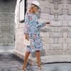 YYFS Women's Fashion Summer Spring Floral Print Long Sleeve O-Neck Casual Dresses