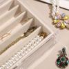 CLUQMEIK  Necklace Organizer Box with Clear Lid Dustproof Velvet Holder Stackable Acrylic Storage Display Case