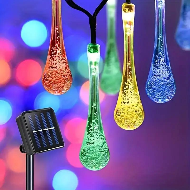 Гирлянда с каплями воды на солнечных батареях для внутреннего и наружного декора, 20 светодиодов, два режима, идеально подходит для вечеринок, свадеб и праздников