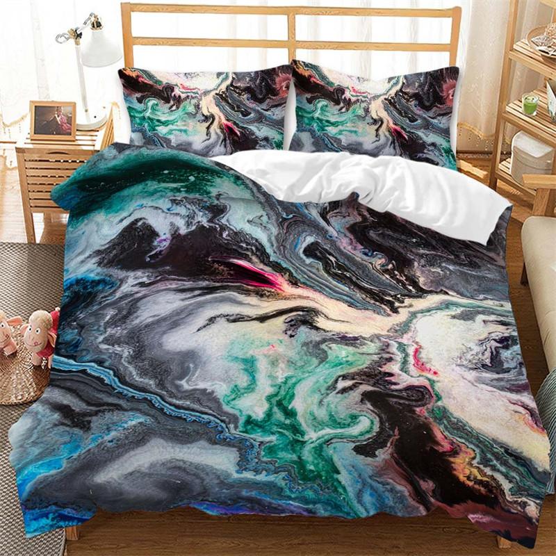 Шикарный девчачий мраморный пододеяльник с абстрактным геометрическим узором, комплект постельного белья из микрофибры, блестящий синий пододеяльник, покрывало King Queen для ребенка, подростка, мальчика