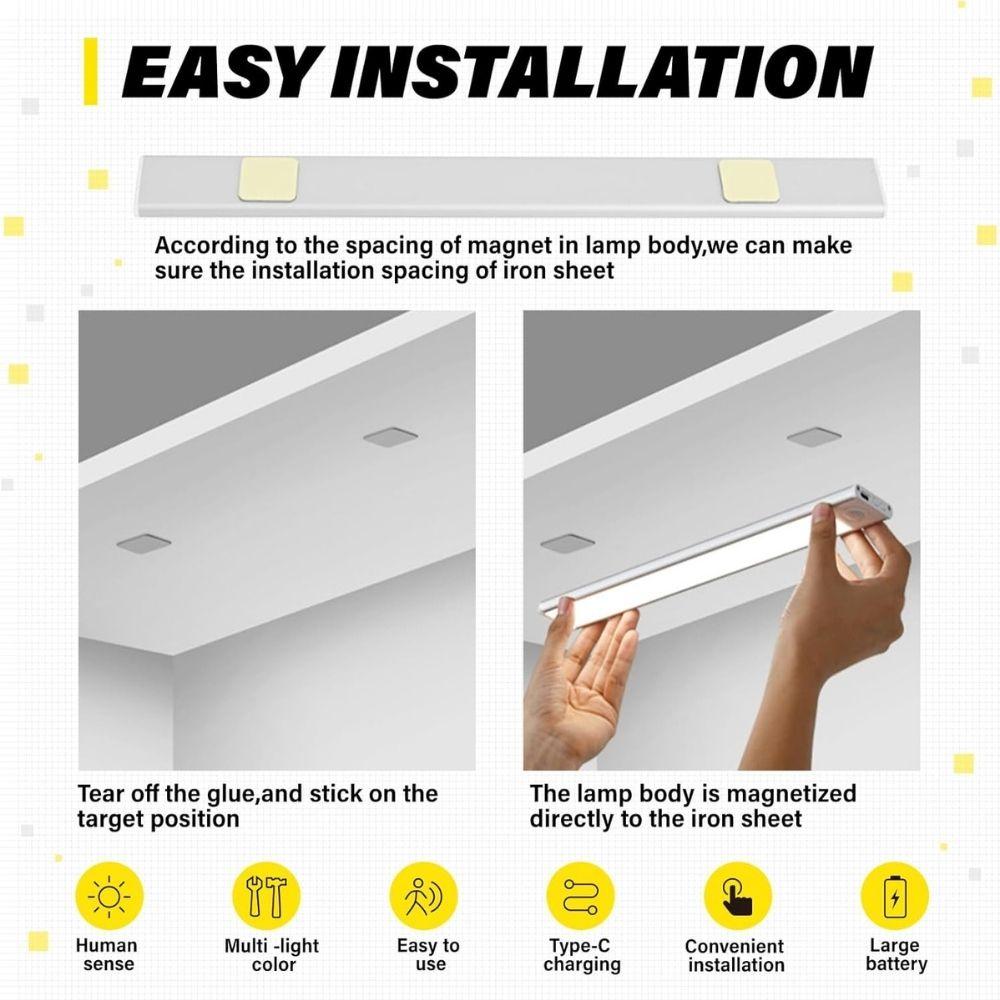 Homlly Motion Sensor 3 Dimmable Colors Wireless Night Closet Cabinet Kitchen LED Lights (X3 PCS)