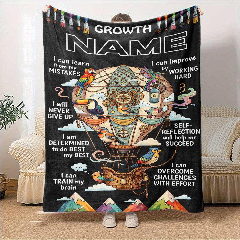 Growth Mindset Journey Lightweight Customize Text Soft Warm Cozy Versatile For Sofa Couch Office Bed Picnics For All Occasions Stylish Decor Gift For