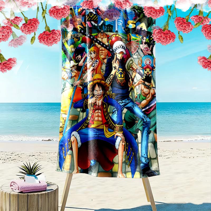 Anime Pirate Adventure Print Beach Towel, Large Soft Quick Dry Towel for Beach Camping Swimming