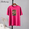 Shellsuning Casual Oversize Aesthetic Art Printed Tshirts Women 2023 Summer New Vintage Cotton Soft Basic Tees Female Fashion Korean Harajuku Tops