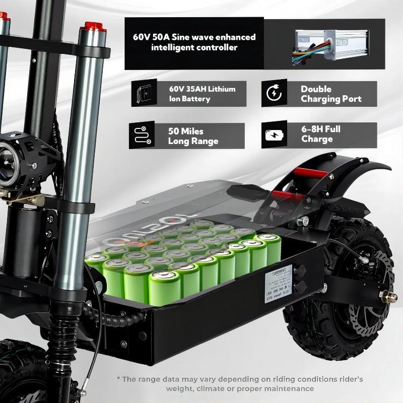 TOURSOR E5B Foldable Electric Scooter for Adults 6000W Motor 85km/h Speed 120km Range 60V40AH Battery 11-inch Off-road Tires