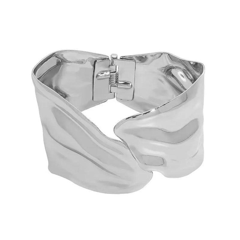 Sleek Metal Wings Geometric Crossover Bangle - Elegant Spring Fashion
