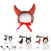 Adorable Pet Costume Accessory Set With Horned Headband And Cute Wig For Parties